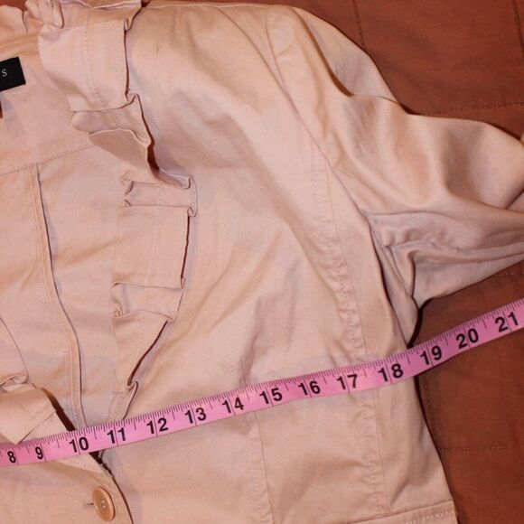 Talbots Rust Pink Ruffle Neck One Button blazer Women's Size 10 - Picture 6 of 7